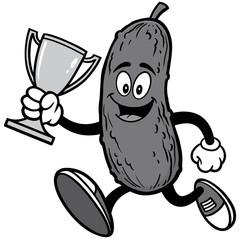 Pickle Running with Trophy Illustration