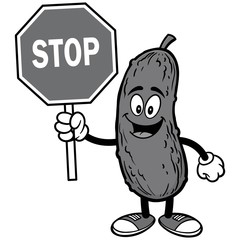 Pickle with Stop Sign Illustration