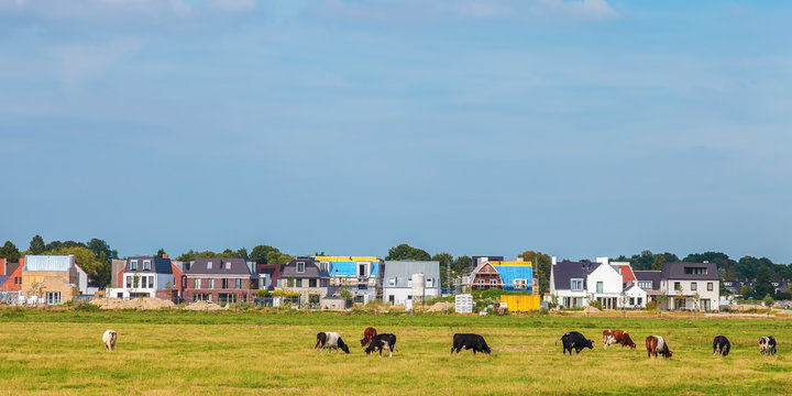 Construction of new houses in the province of North Holland near Amsterdam