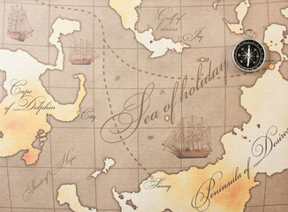 compass on map
