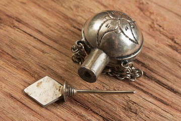 old metal vials for potions