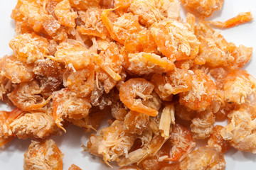 dried shrimp isolated on white background