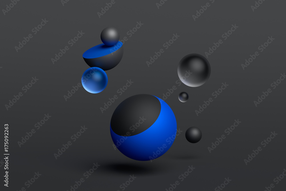 Aufkleber abstract 3d rendering of geometric shapes. composition with spheres. modern background design for po