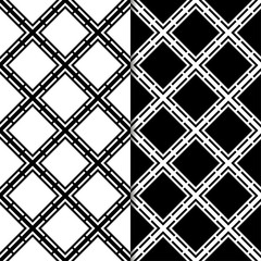 Black and white geometric set of seamless patterns for web, textile and wallpapers