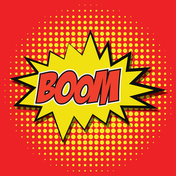Pop art comic speech bubbles with 'boom' text. vector illustration