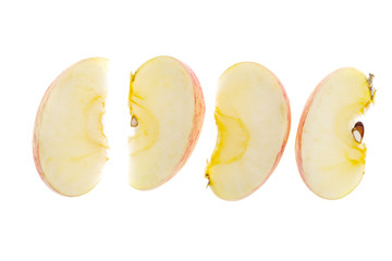 apple slices isolated on white background.