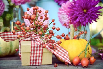 Grußkarte - Herbst Geschenk - Dahlien