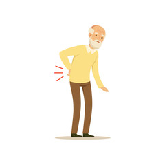 Male Character Old Bad back Colourful vector Toon Cute Illustration