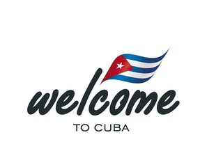Welcome to Cuba flag sign logo icon