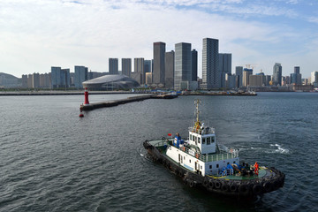 Fototapeta premium The result of expansive development in China. It's Dalian city, not even Top 10 biggest city in China. Pic was taken in August 2017