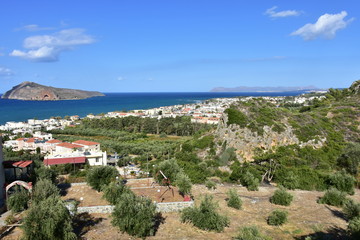 Fototapeta na wymiar Platanias village and island Theodori,Crete,Greece