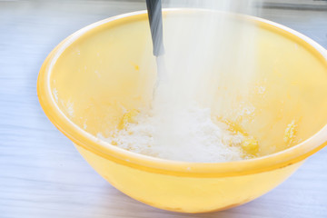 Ingredients for preparing a dough.