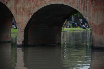 BANGKOK, THAILAND - SEPTEMBER 30, 2017: Arch under the bridge in Chatuchak Park