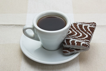 cup of coffee and chocolate chip cookies