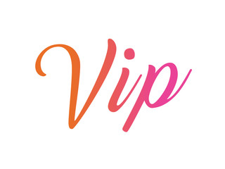 Colorful gradient isolated hand writing word VIP