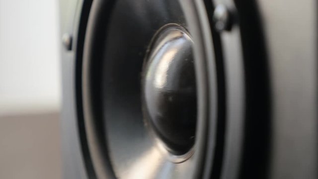Playing low frequencies on acoustic diaphragm footage - Surface vibration of bass speaker membrane video