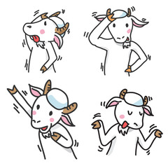 Set of Goat Cartoon Characters, group 2 - Vector Illustration