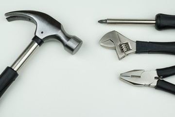 workshop concept : construction tool metal equipment industrial set