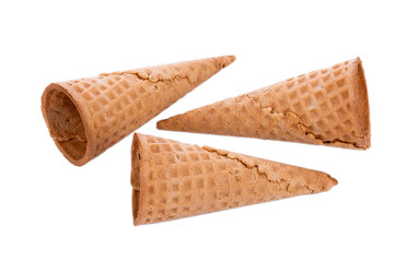 Sweet wafer cone isolated on white background