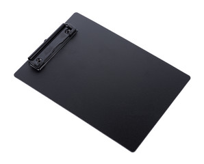 black clipboard on white background