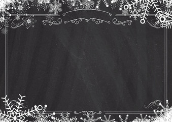 Christmas winter snowflake retro border and blackboard textured background © Andy