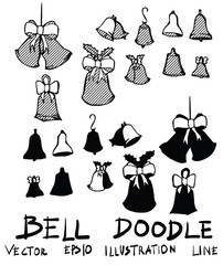 Hand drawn bell isolated. Vector sketch black and white background illustration icon doodle eps10