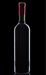 bottle with red wine isolated