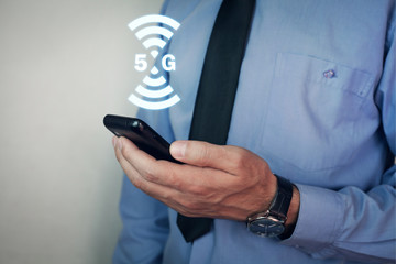 5G internet and network concept.