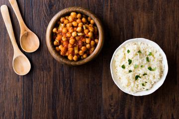 Chana Masala Chickpeas served with rice