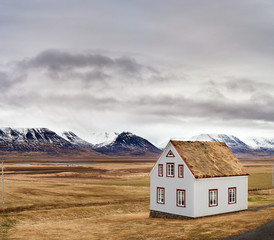 Private secluded property near snowcapped mountain landscape