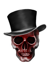  skull with top hat.Ghost,Grim,Death,Halloween,dark painting.illustration.