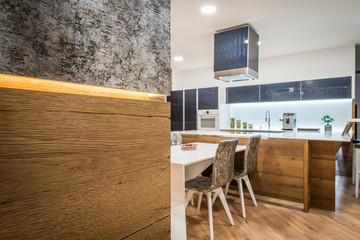 Table and chairs in kitchen interior