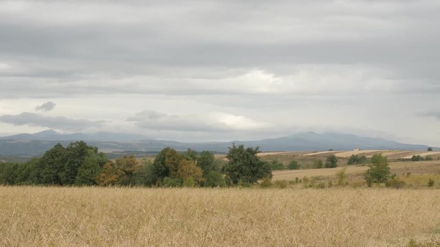 Autumn landscape of Eastern Serbia slow tilt UltraHD footage - Mountains of Stol and Deli Jovan on cloudy day footage