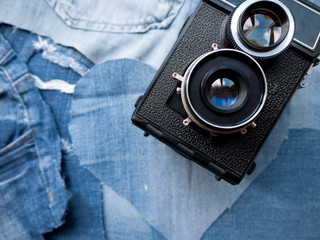 Vintage Camera on Denim