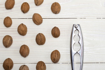 whalnut on white wooden table