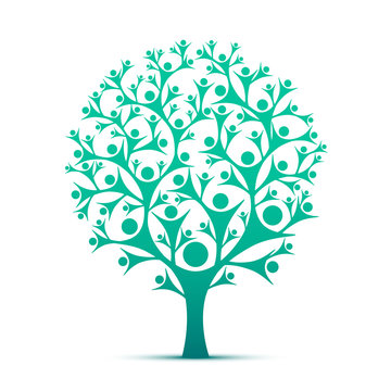 People tree sign color green on the white background. Vector illustration