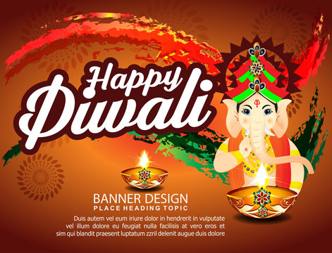 Diwali Celebration Background With Lord Ganesha