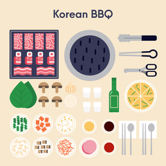 Korean BBQ vector illustration flat design.