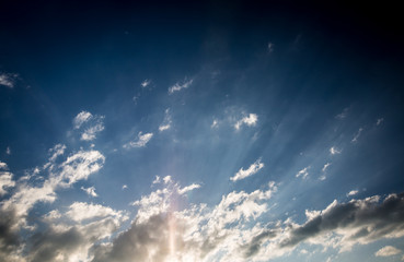 Obraz premium Lovely summer sky with a lot of small clouds during beautiful sunset (color toned image)