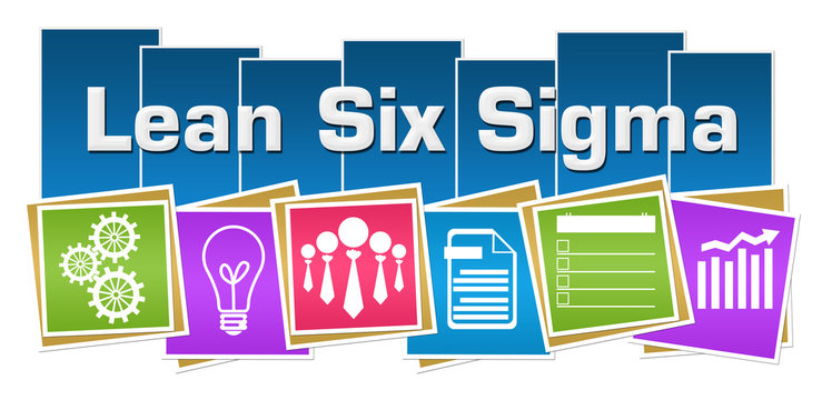 Lean Six Sigma Business Symbols Colorful Squares Stripes 