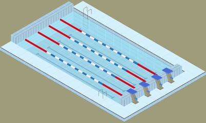 Isometric pool for swimming sports. Pool in the sports center.