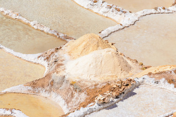Fototapeta na wymiar Salt pile in the salt pans known as 