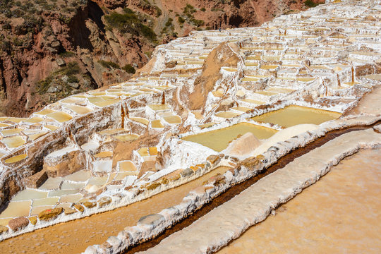 Terraced salt pans known as "Salineras de Maras" in Cusco Region, Peru