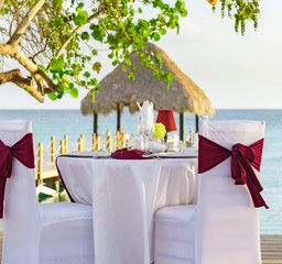 festive table in the gazebo at sunset caribbean dominican