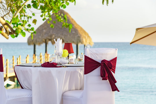 festive table in the gazebo at sunset caribbean dominican