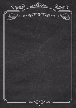Ornamental retro border and blackboard textured background