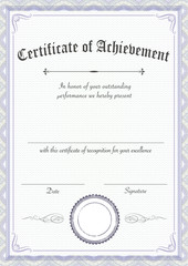 Vertical classic certificate of achievement paper template