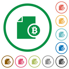 Bitcoin financial report flat icons with outlines