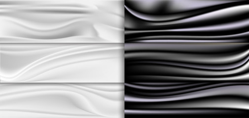 Abstract black and white satin background.
