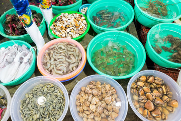 View of the seafood market in Can Gio, Vietnam. Can Gio is a small and peaceful  town near Ho Chi Minh city, located in South of Vietnam, Can Gio is famous for its landscape view and seafood